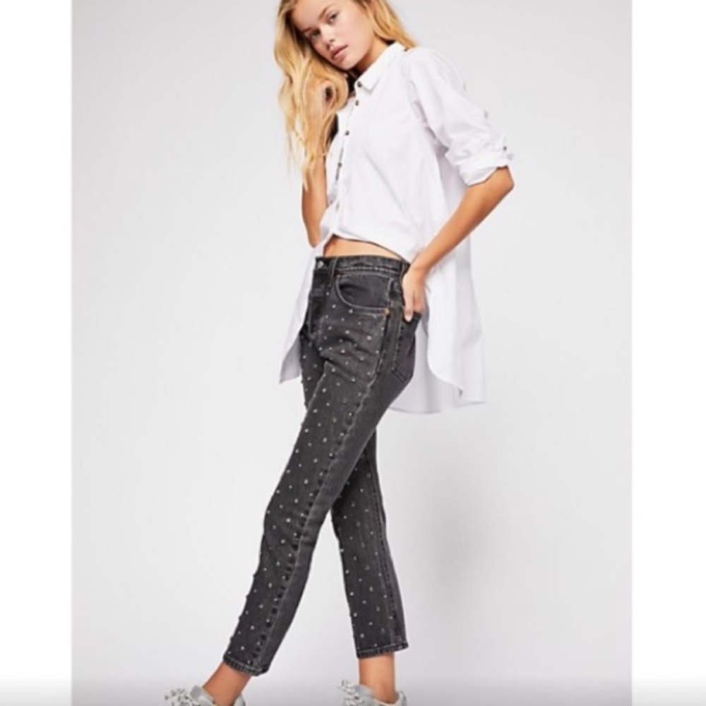 Levi’s 501 Crystal and Stud Crop High Rise Jeans
